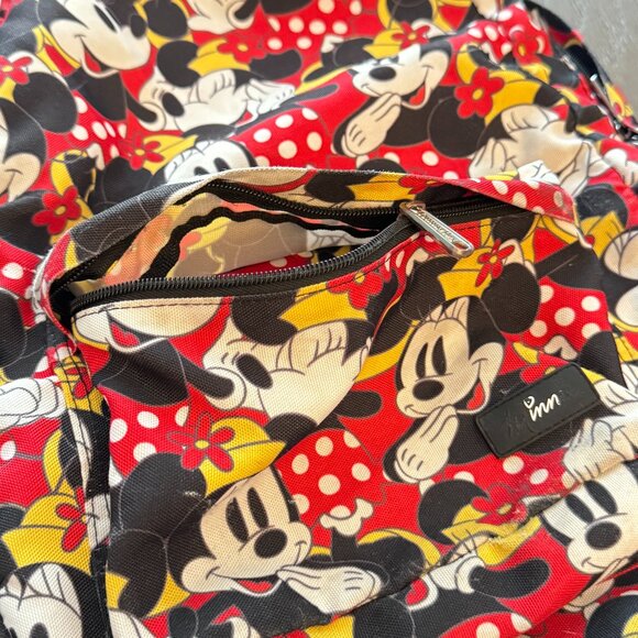 Vintage Minnie Mouse Backpack Red Black Fabric All over Print - Picture 4 of 6